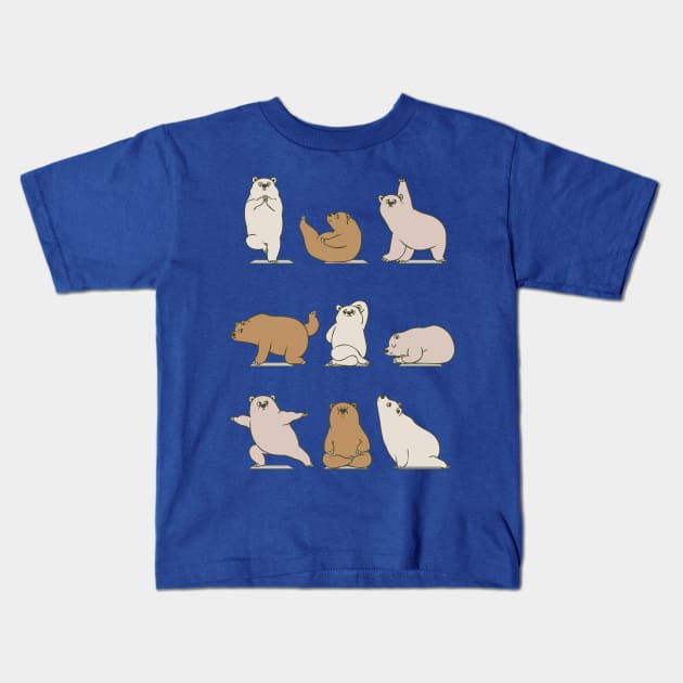 Bear Yoga Kids T-Shirt by huebucket